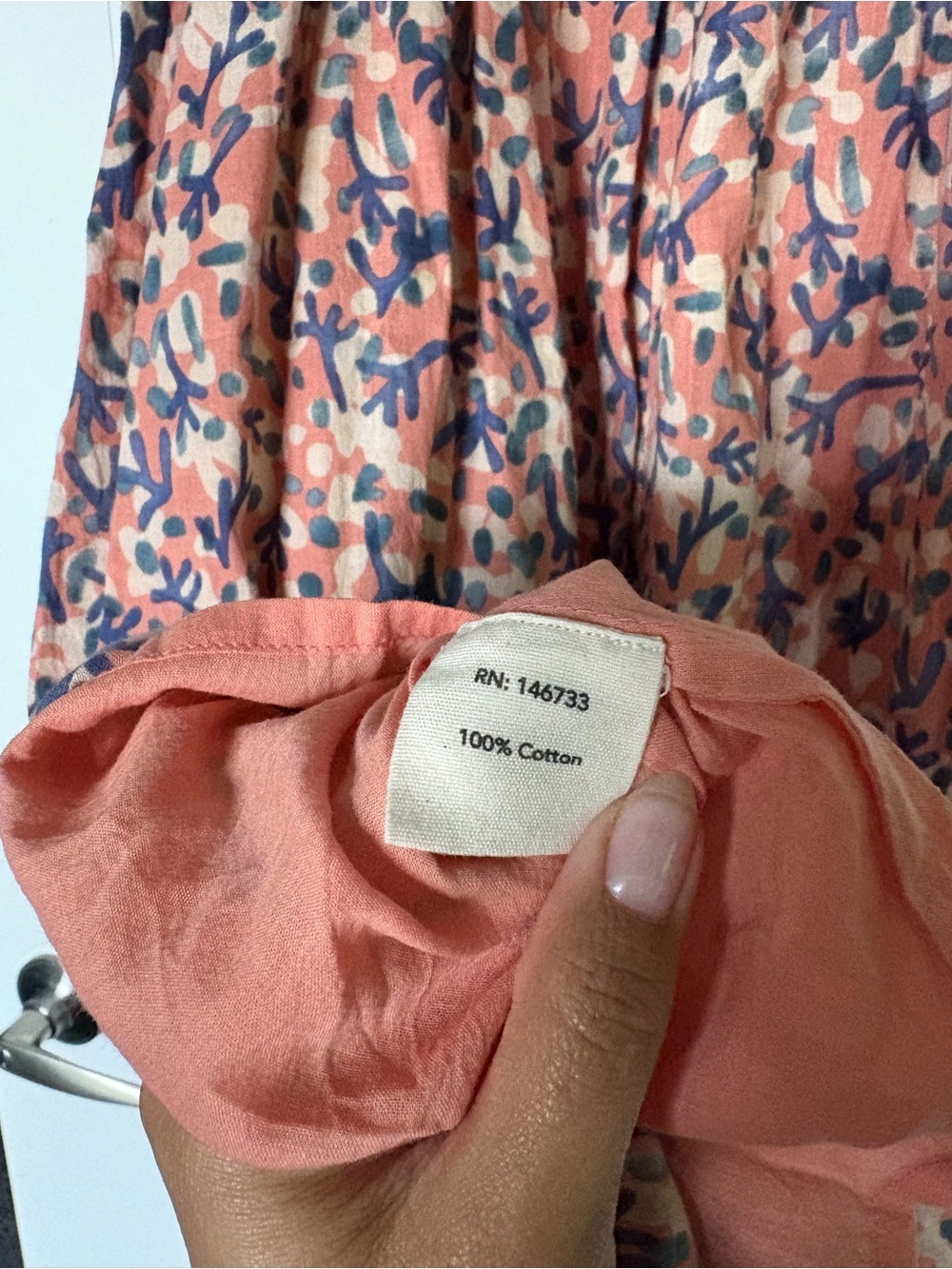 MIRTH Newport midi dress in geranium size L coral cotton - Picture 14 of 16